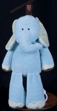 Carters Just One Year JOY Elephant Musical Crib Pull Toy Blue Green Dots